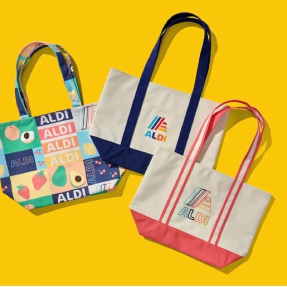 ALDI Canvas Tote with Coral Details